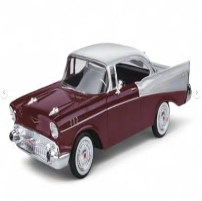 1957 Burgundy Metallic and Silver Metallic Timeless Legends Series 1/24 Diecast Model Car by Motormax 73228BUR