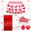27 PCS Valentine's Birthday Decorations Happy Birthday Banner Valentine's Bday Cake topper Red Hanging Swirls Balloons Backdrop Baby Shower Theme for Bday Party Supplies view 2