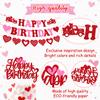 27 PCS Valentine's Birthday Decorations Happy Birthday Banner Valentine's Bday Cake topper Red Hanging Swirls Balloons Backdrop Baby Shower Theme for Bday Party Supplies view 3
