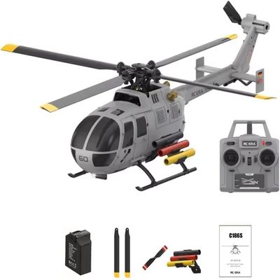 Joponnydiy C186S RC Helicopter with Brushless Motors, BO105 4CH 6-Axis Gyro Optical Flow Hovering, 3 Flight Speeds 1:48 Scale Remote Control Aircraft for Adults Beginners