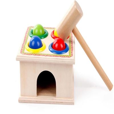 LLTCMAOYI Montessori Wooden Hammering Ball Toy, Hand-Eye Coordination Sensory Development