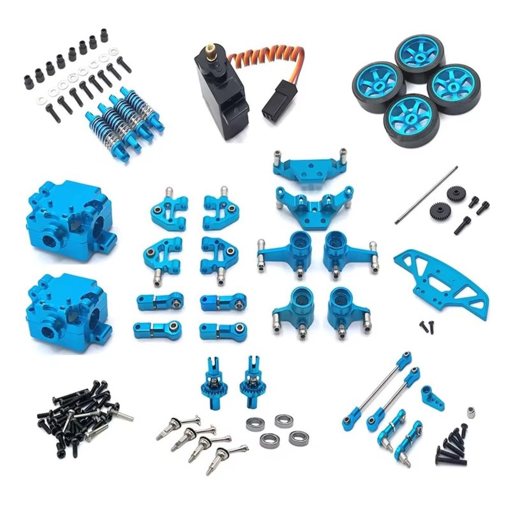 RC Repairs Spare Parts For WLtoys 284131 K969 K979 K989 K999 P929 P939 1/28 Metal Upgrade Gearbox Servo Link Kit Remote Control Car Spare Parts(Blue)