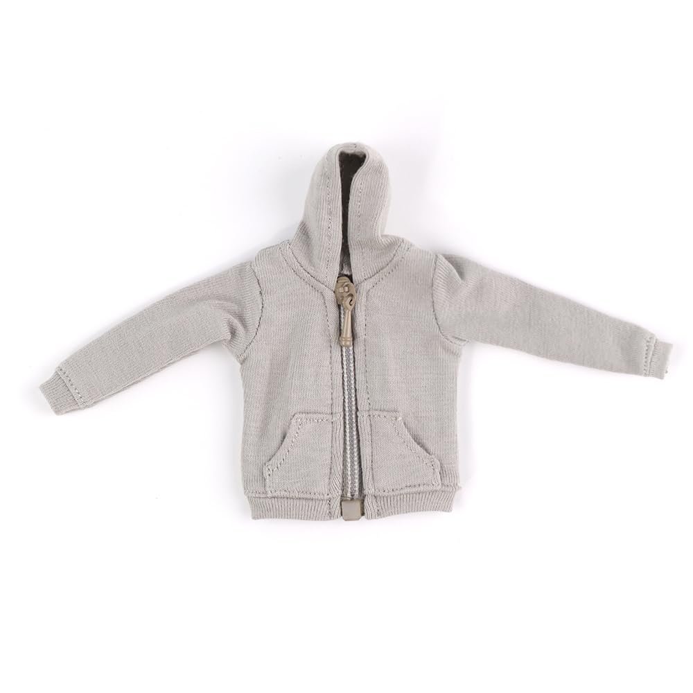 1/12 Scale Grey Men's Hoodie Miniature Hooded Top for 6-Inch Collectible Figure (No Figure)