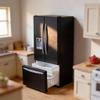 1:12 Miniature French Door Fridge with Freezer Drawer and Adjustable Shelf (Black) view 1