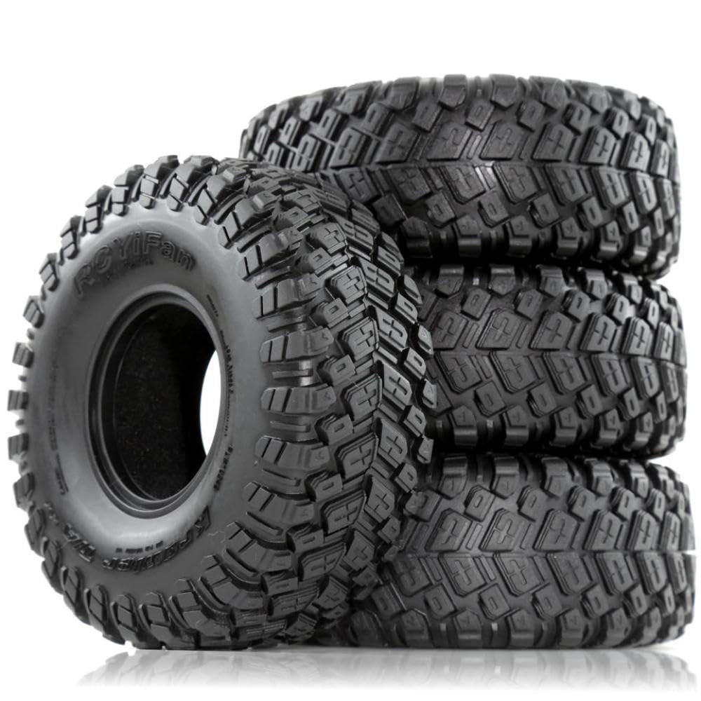 4PCS 116mm 1.9 Inch Soft Rubber Tires Wheels Compatible with 1 10 Scale RC Crawler Vehicles
