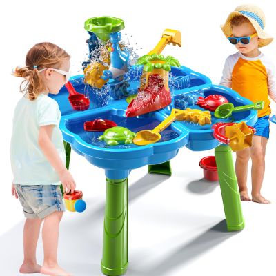 WATUDOU 4 in 1 Water Table for Toddlers 2 3 4 5 6 Years, Kids Summer Activity Sensory Play Outdoor Beach Backyard Sand Water Table Toys for Toddlers, Birthday Toys Gift for Kids Ages 4-8 Boys Girls