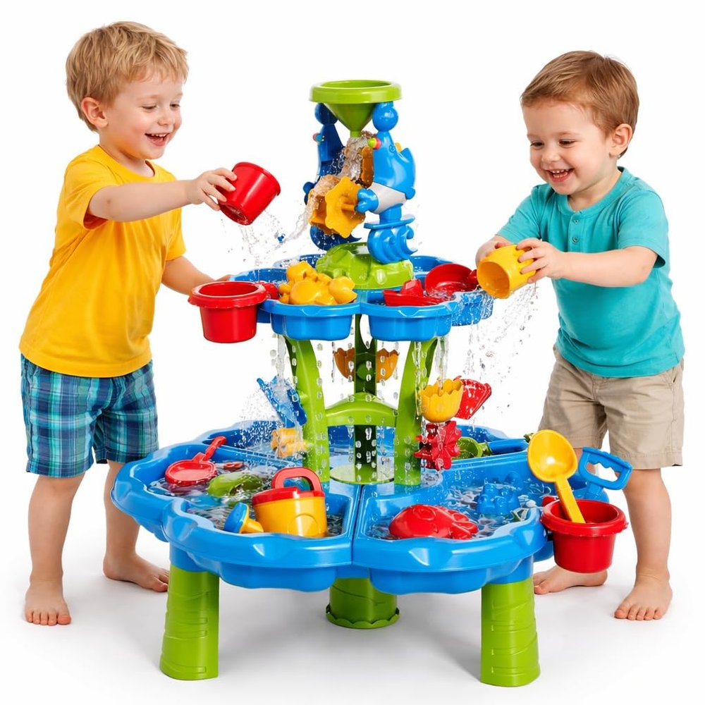 WATUDOU 3 in 1 Water Table for Toddlers 1-3 3-5 4-8, Summer Outdoor Beach Outside Backyard Activity Sensory Kids Sand and Water Table, Birthday Party Gifts for Kids Boys and Girls Ages 3 4 5 6 7 8