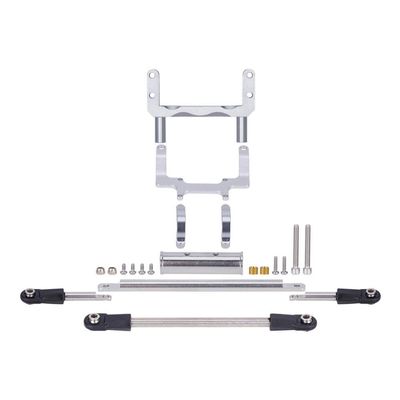 Aluminum Servo Mount and Hydraulic Steering Link for 1 10 Scale RC Crawler Compatible with Straight Axle Upgrade Like FIMONDA ROCKJOCK II(Silver)