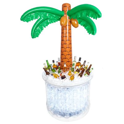 63''Inflatable Palm Tree Cooler, Tropical Luau Pool Party Decorations, Inflatable Cooler for Parties Jungle Hawaiian Birthday Party Supplies Tropical Themed Summer Outdoor Party Decorations (White)