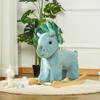 Kids Plush Ride-On Rocking Horse Triceratops-Shaped Plush Toy Rocker with Realistic Sounds for Child 36-72 Months Dark Green view 2