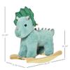 Kids Plush Ride-On Rocking Horse Triceratops-Shaped Plush Toy Rocker with Realistic Sounds for Child 36-72 Months Dark Green view 3
