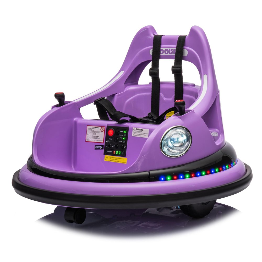 12V Ride on Bumper car for Kids,Electric car for Kids,1.5-5 Years Old,W/Remote Control, LED Lights, Bluetooth & 360 Degree Spin, Vehicle Body with Anti-Collision Padding Five-Point Safety Belt,2wd