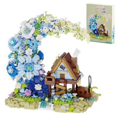 APENGBAOL Moon Flower Tree House Micro Building Blocks - 1950 Pcs Fantasy Lake Cabin Model, DIY Botanical Collection 3D Puzzle, Creative Fairy Tale Home Decor Gift for Adults