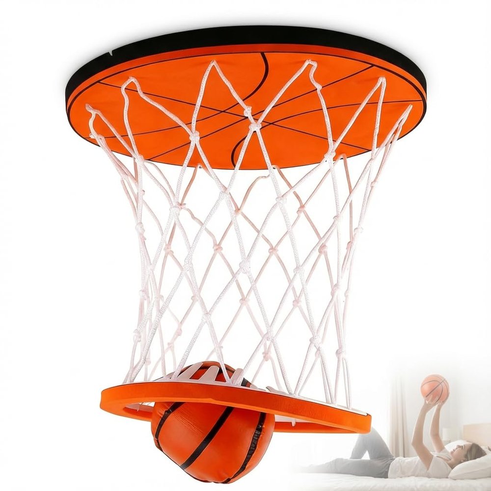 AngLink Mini Indoor Basketball Hoop Set  Ceiling & Wall Mount Hoop with Soft Balls, Quiet & Safe Mini Basketball Game for Kids & Adults, Bedroom Door Office Play for Small Spaces