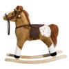 Qaba Kids Plush Toy Rocking Horse Pony Toddler Ride on Animal for Girls Pink Birthday Gifts with Realistic Sounds, Brown view 3
