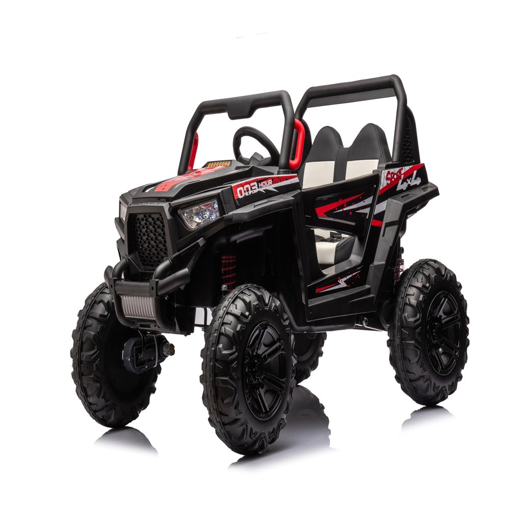 12v7a*2 30w*4 Four-Wheel Drive Leather seat one Button Start,Forward and Backward, high and Low Speed, Music, Front Light, Power Display, Two Doors can Open, 2.4G R/C, seat Belt Four Wheel Absorber