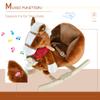 Qaba Kids Ride-On Rocking Horse Toy, Rocker with Lullaby Song, Hand Puppets & Soft Plush Fabric for Children 18-36 Months, Brown view 2