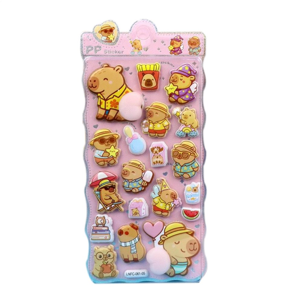 100 PCS Capybara Stickers - 19.819.8cm Cute 3D Sticker, Waterproof Vinyl Decals for Water Bottle | Cute Kawaii Vinyl Animal Decals for Laptop, Capybara Cartoon 3D Bubble Stickers