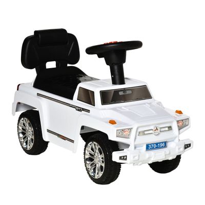 Kids Ride on Push Car, SUV Style Sliding Walking Car for Toddle with Horn, Music, Working Lights, Hidden Storage and Anti-Dumping System, White
