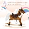 Qaba Kids Metal Plush Ride-On Rocking Horse Chair Toy with Nursery Rhyme Music - Dark Brown view 4