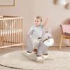 Kids Rocking Chair, Plush Ride On Rocking Horse Donkey with Sound, Wood Base Seat, Safety Belt, Baby Toddler Rocker Toy for 18-36 Months, Gray view 2