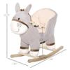 Kids Rocking Chair, Plush Ride On Rocking Horse Donkey with Sound, Wood Base Seat, Safety Belt, Baby Toddler Rocker Toy for 18-36 Months, Gray view 3