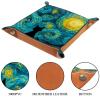 Abstract Starry Sky Cat PU Leather Dice Tray, Folding Rolling Dice Tray Portable Dice Holder Mat Case for RPG D&D Table Games, Brown Jewelry Candy Key Trays Storage Box, 6.3x6.3 Inch view 3