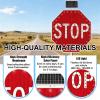 Aluminum Octagon Road Signs Traffic LED Blinking Stop Sign,24" Solar Powered LED Stop Sign,Octagon Metal Frame,for Highways,Schools, Urban areas,and Parks view 3