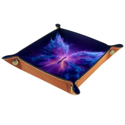 Abstract Butterfly Folding Leather Dice Tray for Rolling, RPG DND Table Desk Dice Holder Mat Rolling Tray for Tabletop Board Game, Suitable for 5e, Warhammer 40k, 8.1"x8.1"