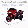 12 V Motorcycle for Kids 3-8 Years Boys Girls,Kids Motorcycle Ride On Toy with Training Wheels/Manual Throttle/Drive by Hand/Lighting Wheels view 2