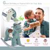 Qaba Kids Plush Ride-On Rocking Horse with Bear Toy, Children Chair with Soft Plush Toy & Fun Realistic Sounds, Blue view 4