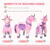 Qaba Ride On Real Walking Unicorn with Sparkly Horn, Soft Plush Ride On Rocking Horse Bearing 176lbs, Imaginative Interactive Toy for Kids, Unicorn Gifts view 4