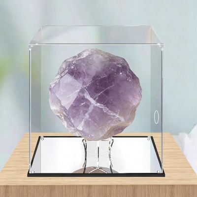 Transparent Acrylic Case Display and Mirrored Base, Action Figure Display Acrylic Box with Door, Square Plastic Case for Crystals Minerals(35x35x45cm/14x14x18in)