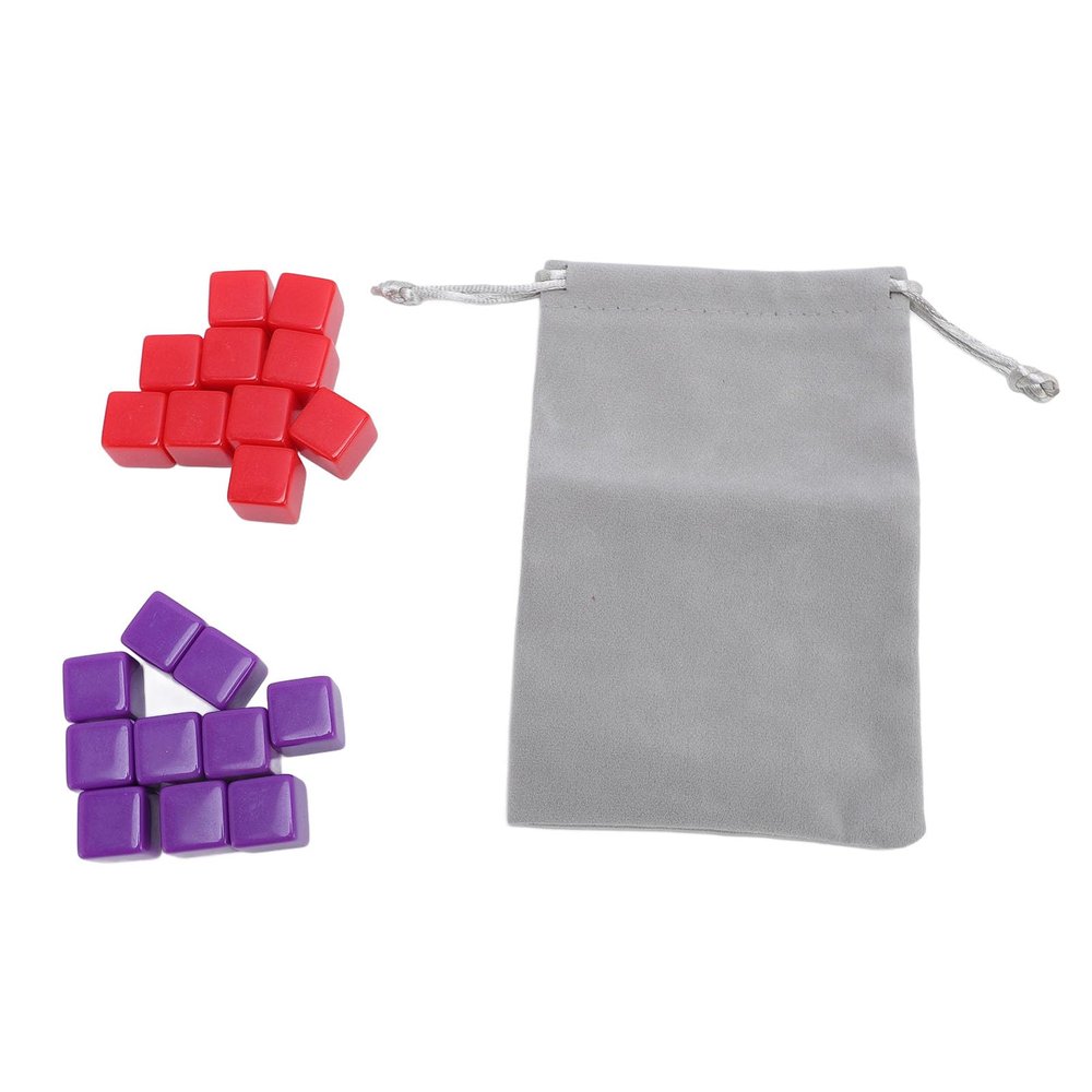 16mm Multicolor DIY Dice Set 20PCS Plastic Six Sided Dices with Storage Bag for Board Games Red Purple