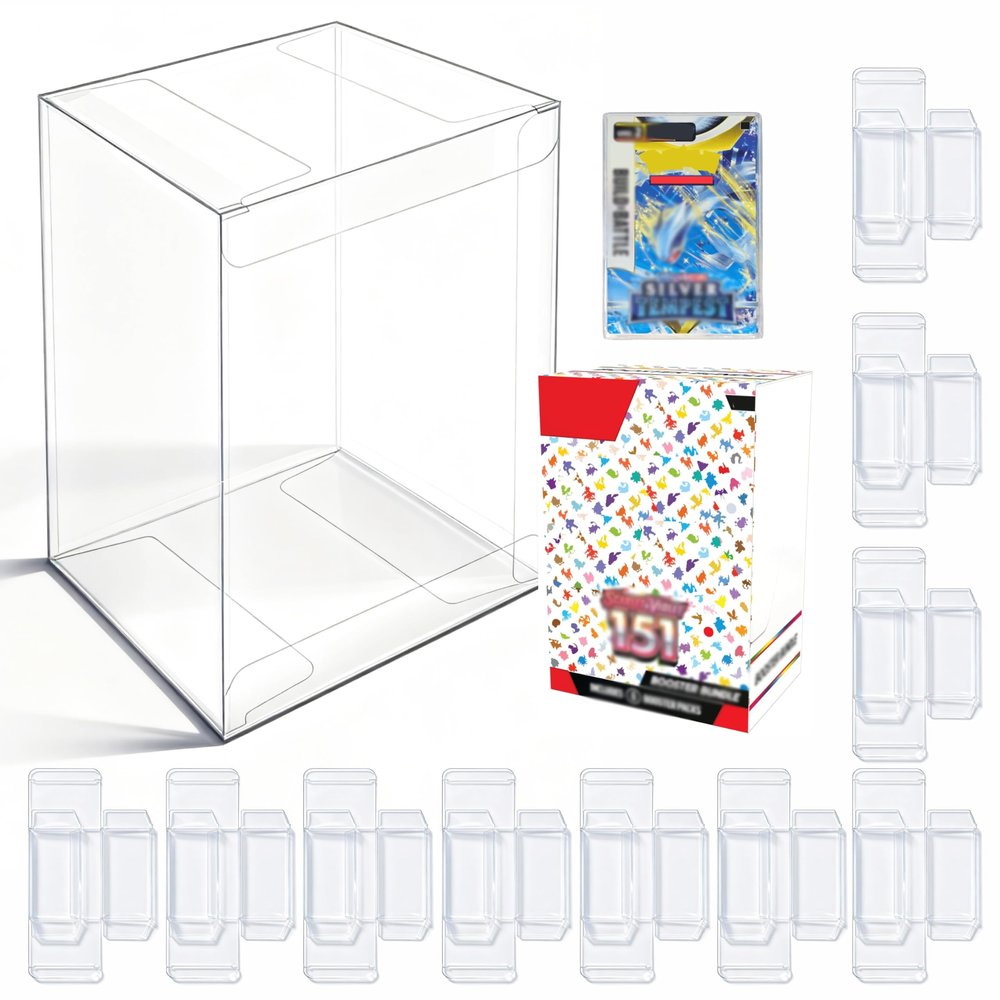20 PCS Clear PET Plastic Protector Case for Booster Bundle / Build & Battle 0.45mm Thick Foldable Clear Display Box Plastic Display Case (20 PCS)
