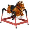 Qaba Spring Rocking Horse, Kids Ride on Horse, Plush Horse Ride-on with Sounds & Foot Stirrups, Saddle for Kids 3-8 Years, Brown view 1