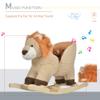 Qaba Baby Rocking Horse Lion with Sound, Plush Stuffed Rocking Animals, Wooden Rocking Horse with Seat Belt for 18-36 Months Boys and Girls Gift, Brown view 3