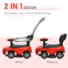 Aosom 2 in 1 Push Cars for Toddlers Kid Ride on Push Car Stroller Sliding Car with Horn Music Light Function Secure Bar Ride on Toy for Boy Girl 1-3 Years Old Red view 4
