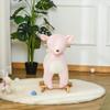 Qaba Kids Plush Ride-On Rocking Horse Deer-Shaped Plush Toy Rocker with Realistic Sounds for Child 36-72 Months Pink view 2