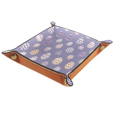 Purple Easter Eggs Folding Dice Rolling Tray for Tabletop RPG Adventure Games, Collapsible Handmade DND Dice Tray Holder, Dice Rolling Basket and Organizer with Snaps, 6.3"x6.3"