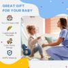 Qaba 4 in 1 Rocking Horse for Toddles 2-5 Years, Baby Ride on Horse with Detachable Push Handle & Balance Board, Kids Riding Horse Birthday Gift for Boys & Girls, Blue view 3
