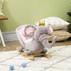 Qaba Baby Rocking Horse Elephant Rocking Chair Toddler Rocker Toy with Sound Wooden Base Seat Safety Belt for 1.5-3 Year Old, Gray view 2