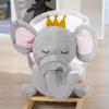 Qaba Baby Rocking Horse Elephant Rocking Chair Toddler Rocker Toy with Sound Wooden Base Seat Safety Belt for 1.5-3 Year Old, Gray view 4