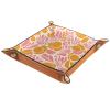 Folding PU Leather Dice Roller Tray, Abstract Pink Orange Leaves DND Dice Holder, Backgammon and Dice Games Alike, Storage Box and Organizer for Key Wallet Watch Coin Jewelry, 8.1"x8.1" view 1