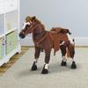 Qaba Sound-Making Ride On Horse Toy for Kids 3-5, Stuffed Animal with Neighing & Galloping Sounds, Soft Padded Seat, Holds Up to 110lbs, Brown Plush Rocking Horse view 2