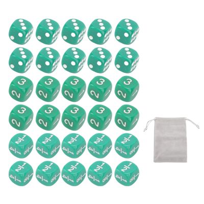 30Pcs 16mm Standard 6 Sided Dice Set Plastic Educational Board Game Math Game Dice for Home Classroom Party Gathering