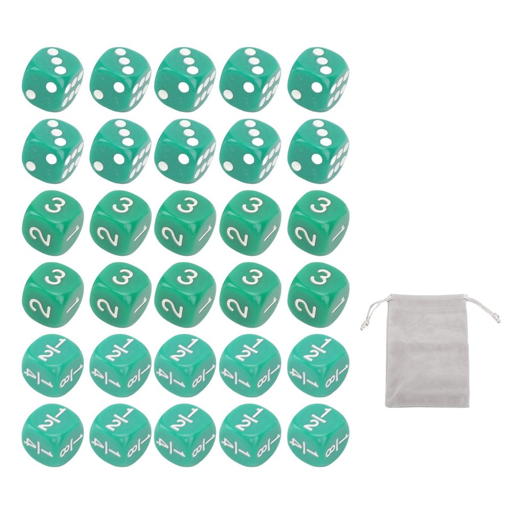 30Pcs 16mm Standard 6 Sided Dice Set Plastic Educational Board Game Math Game Dice for Home Classroom Party Gathering