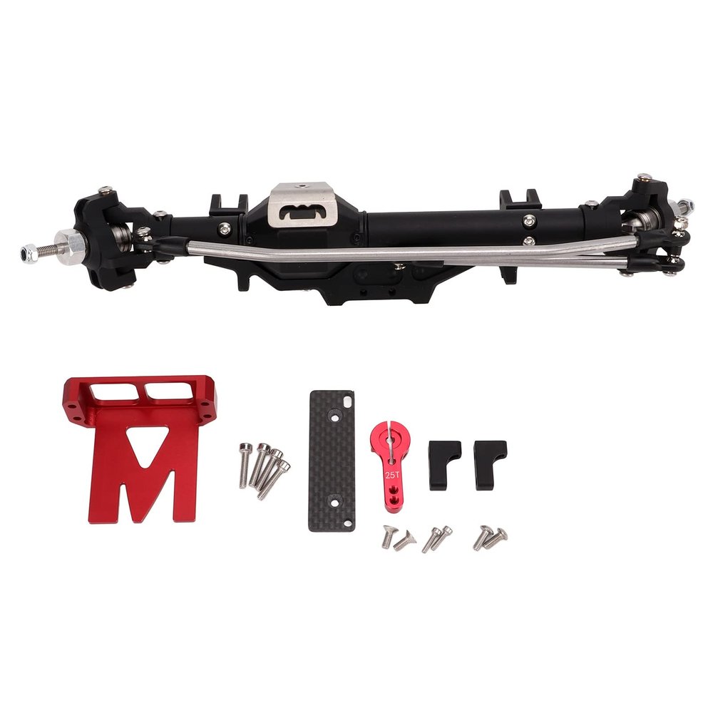 1/10 RC Front Axle Aluminum Alloy Diamond Shaped, Front Portal Axles for RC Crawler, CNC Machined Anodized Black Silver Upgrade Parts, Compatible with Axial Wraith 90018 90020 9004 (Black)