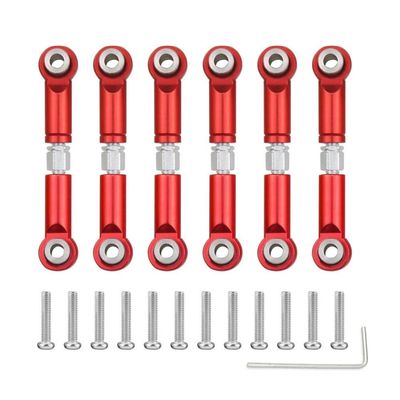 6PCS Metal Linkage Pull Rod Front Rear Servo Link Tie Rod Compatible with RC Car Models A949 A959 A969 A979 K929 1 18 Scale Aftermarket Replacement(Red)