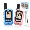 Fewuto Video Walkie Talkies for Kids, 2 Pack Long Range Walkie Talkies with Screen & Voice Changer, Outdoor Toys for Boys Girls Ages 3-12, Family Games Birthday Gifts for Kids (Blue+Pink) view 1